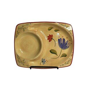 VTG Pfaltzgraff Napoli Hand-Painted Chip Dip Platter Floral Serving Tray Ceramic